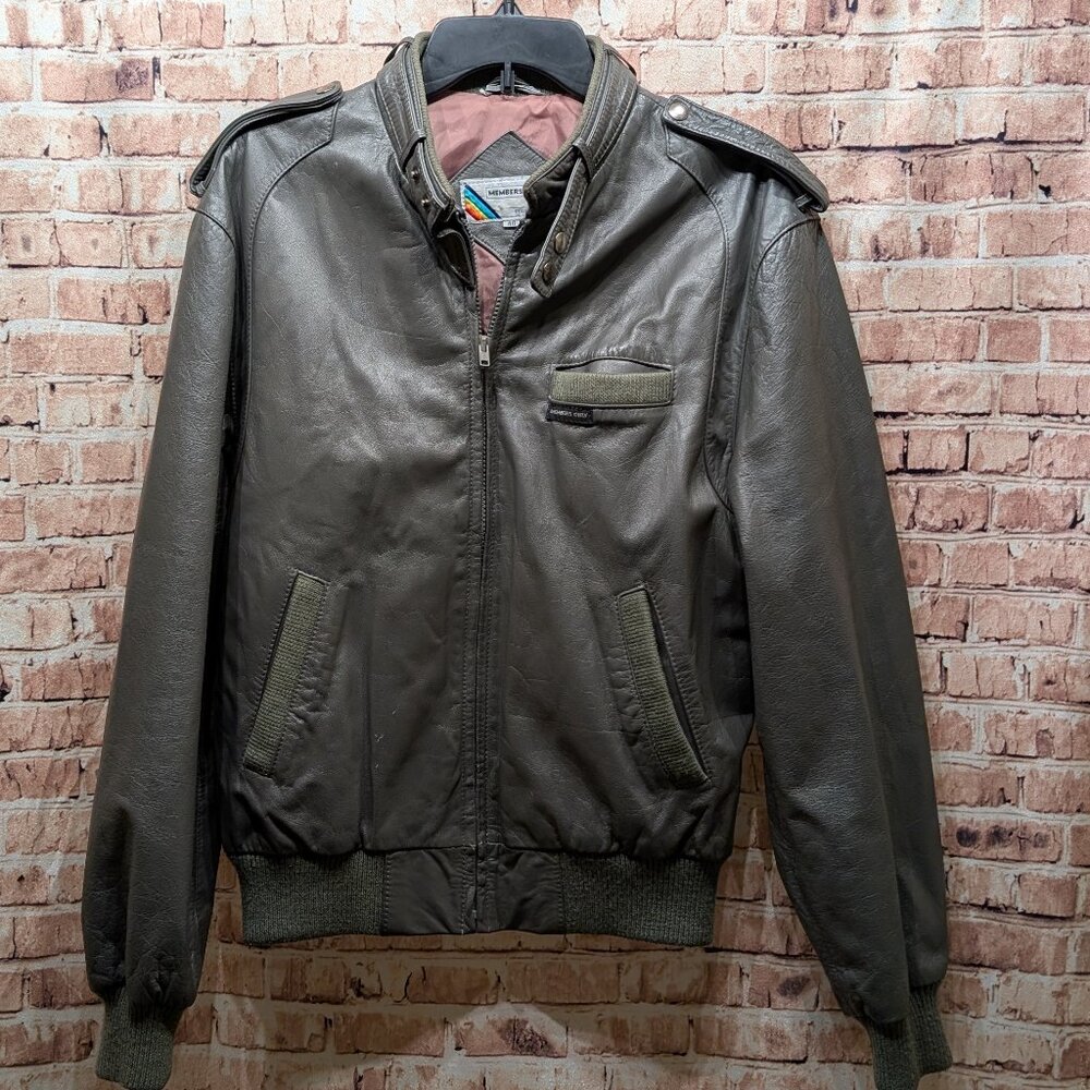 Members Only Leather Bomber Jacket Vintage Full Zip Size 40